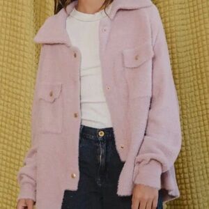 Boutique Blush Pink Soft Faux Fur Oversized Jacket Large